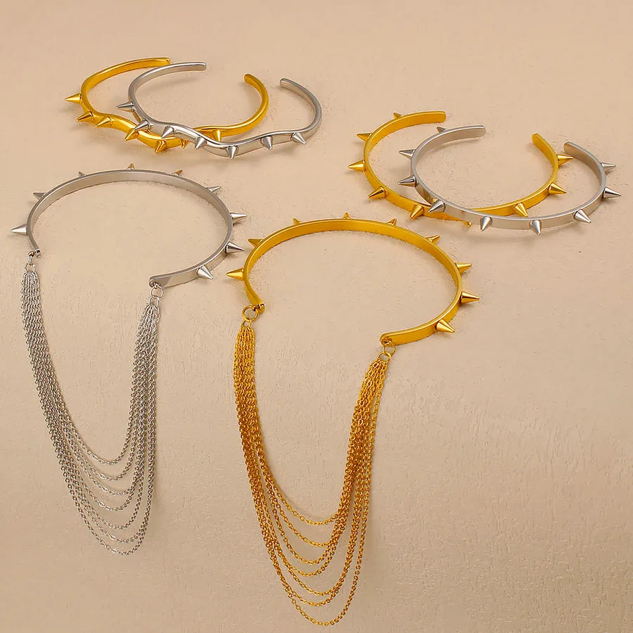 18K Gold Rivet Geometric Stainless Steel Bangle