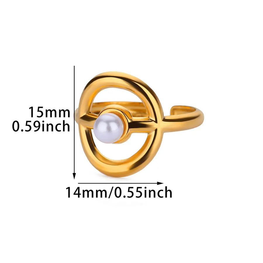 18K Gold Plated Open Ring with Pearl & Zircon 4