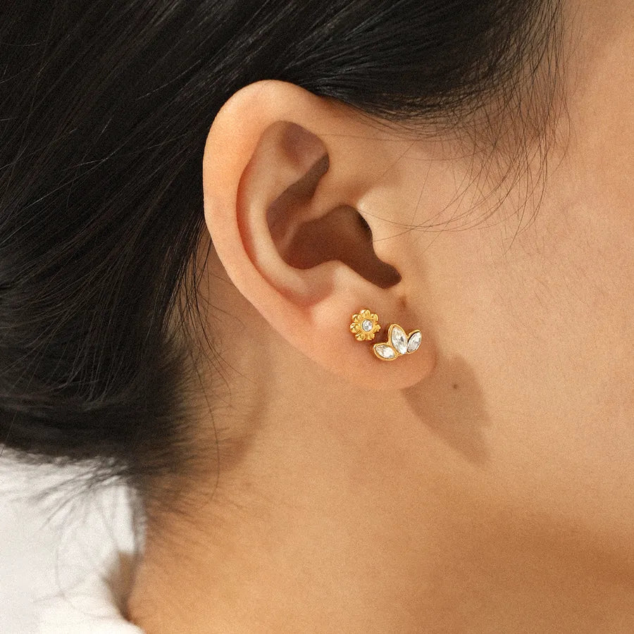 Gold Plated Titanium Steel Earrings Set – 3 Pairs