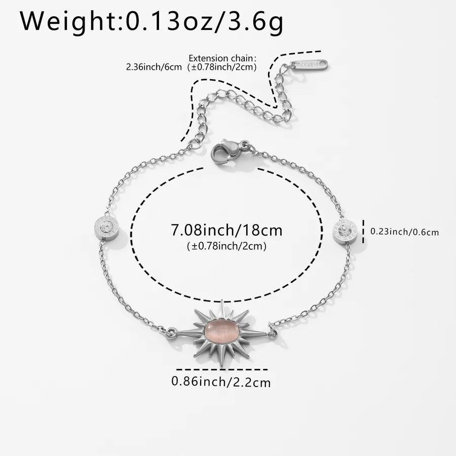 18K Gold Plated Pink Gemstone Stainless Bracelet