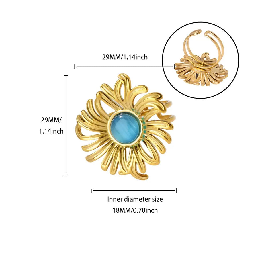 Vintage French Flower Zircon Open Ring JZ8005G