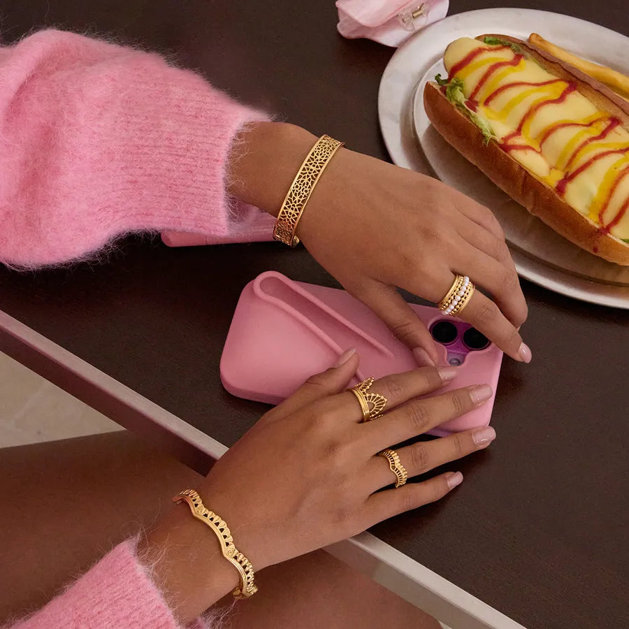 18K Gold Plated Lace Stainless Steel Bangle