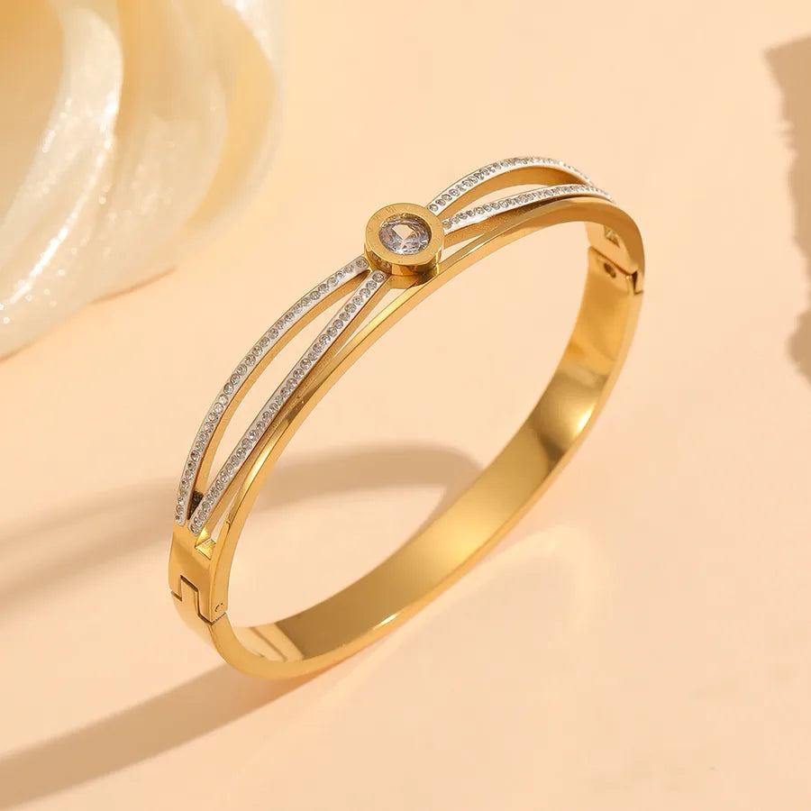 18K Gold PVD Geometric Stainless Steel Bangle Bracelet#8