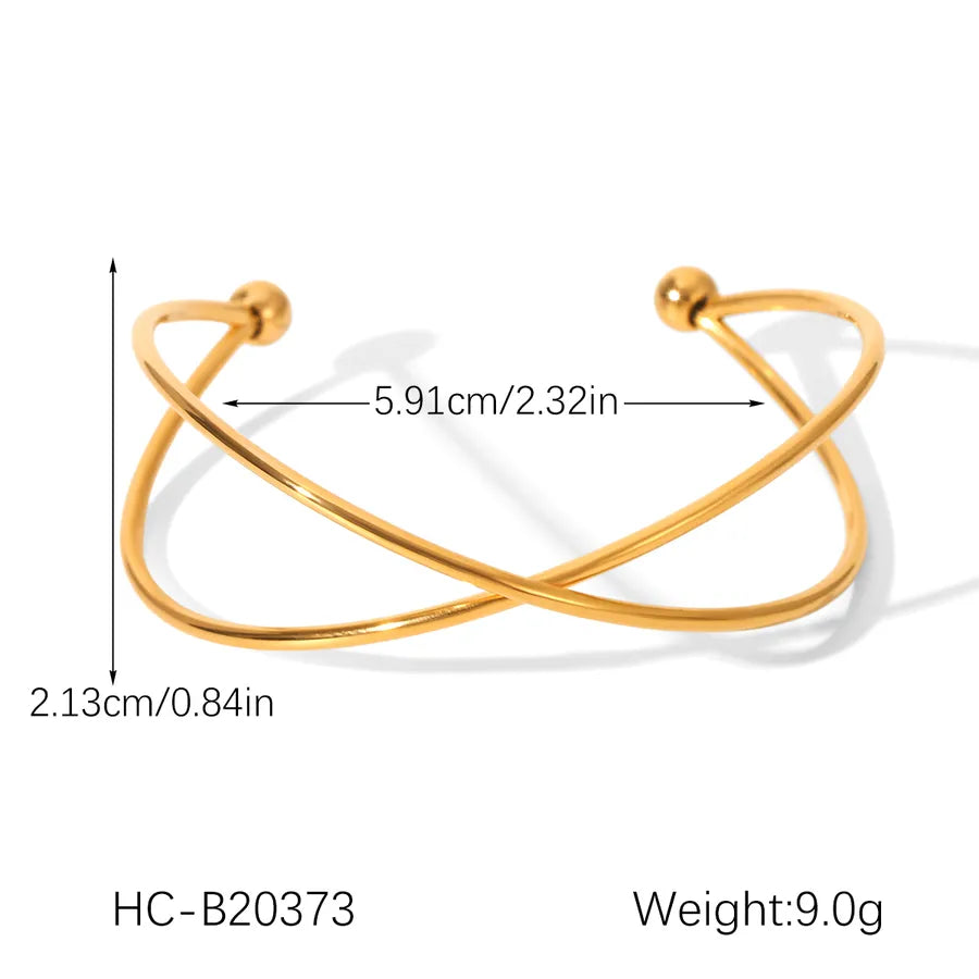 18K Gold Plated Stainless Steel Line Bangle HC-B20373