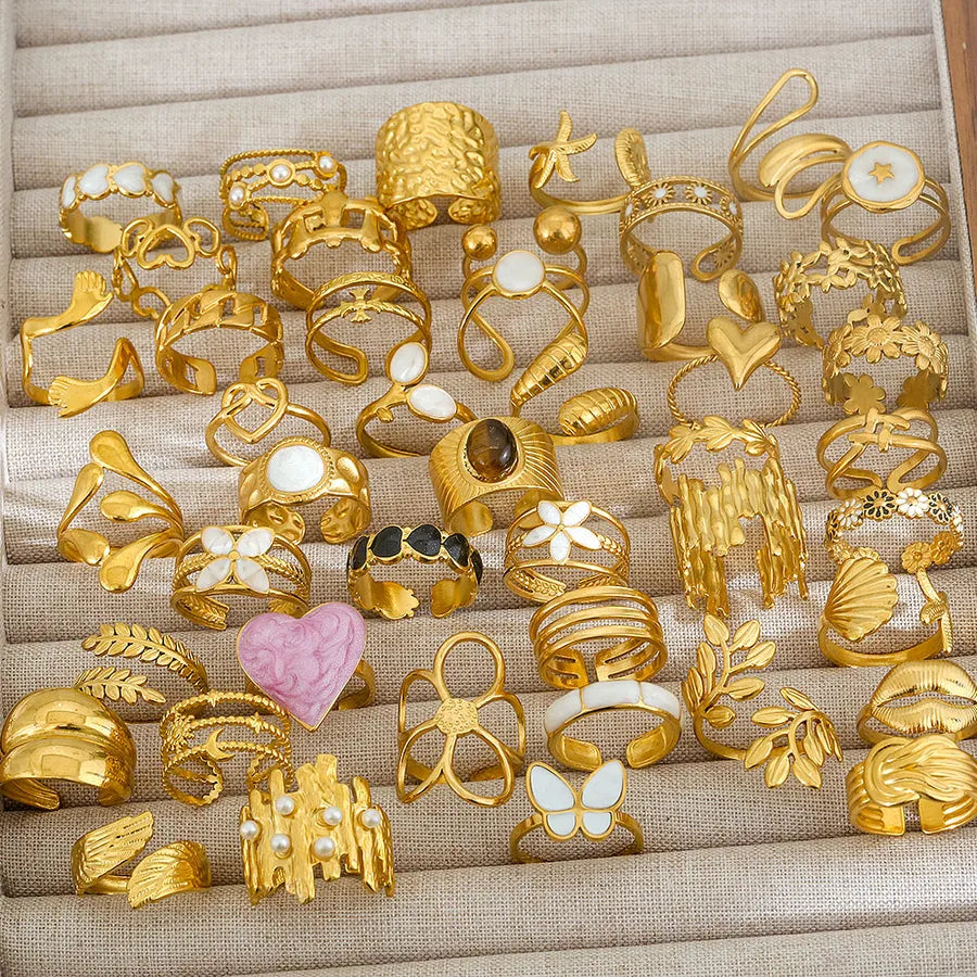 Adjustable 18K Gold Stainless Steel Ring