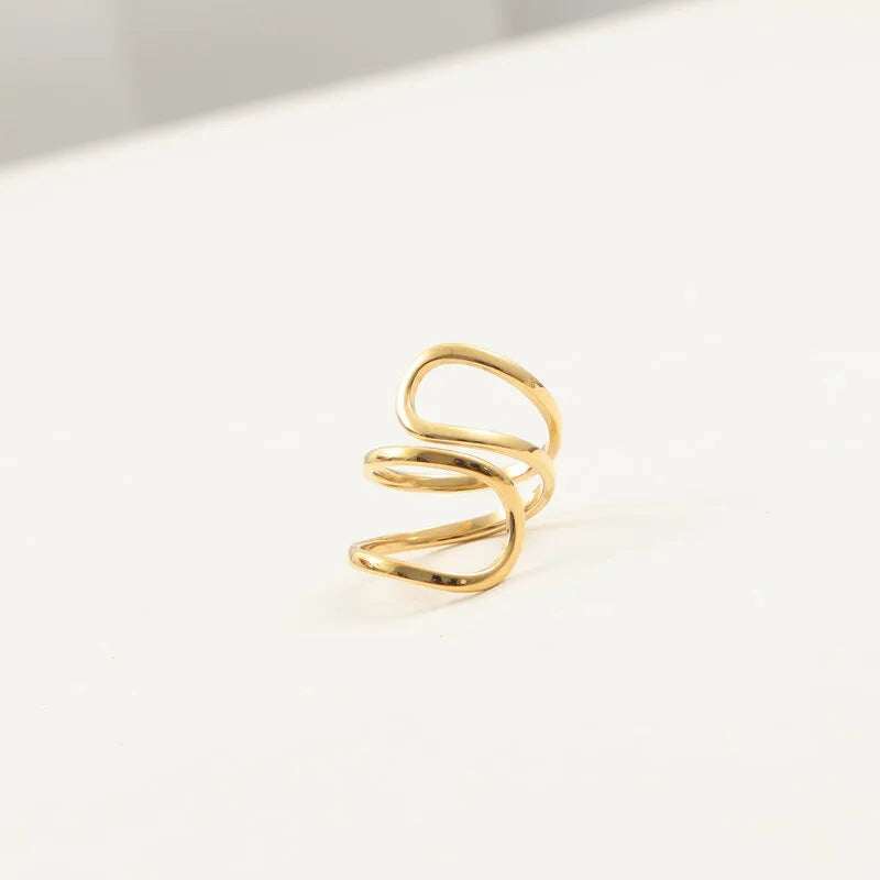 18K Gold Plated Geometric Open Ring for Women Gold No. 8 A1985