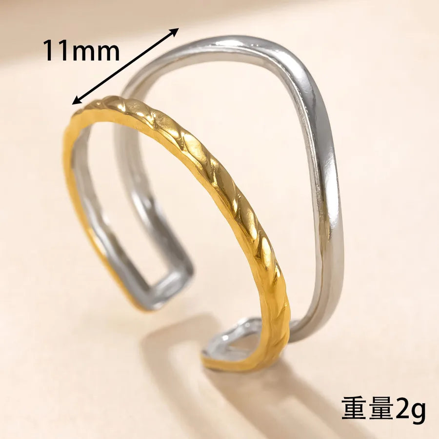 Geometric Gold-Plated Titanium Steel Ring Average Size YYJZ686