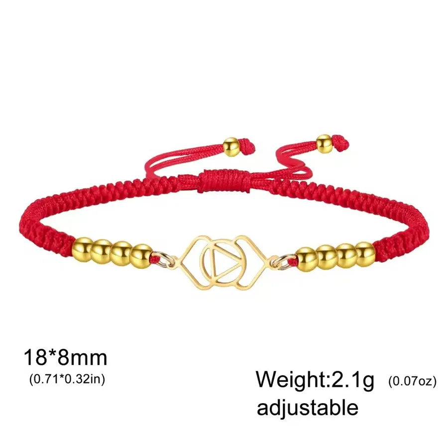Mandala Lotus Red Rope Bracelet Element 6- Gold with Red String