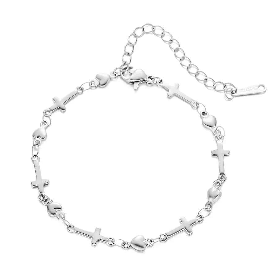 Stainless Steel Cross Pendant Bracelet Necklace