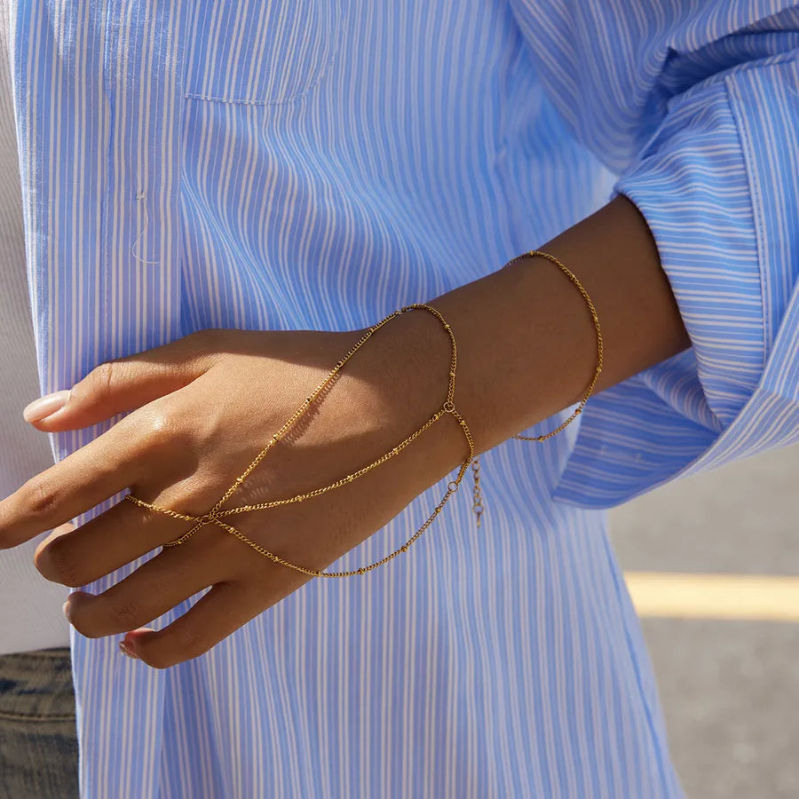 18K Gold Plated Stainless Steel Finger Chain Bracelet