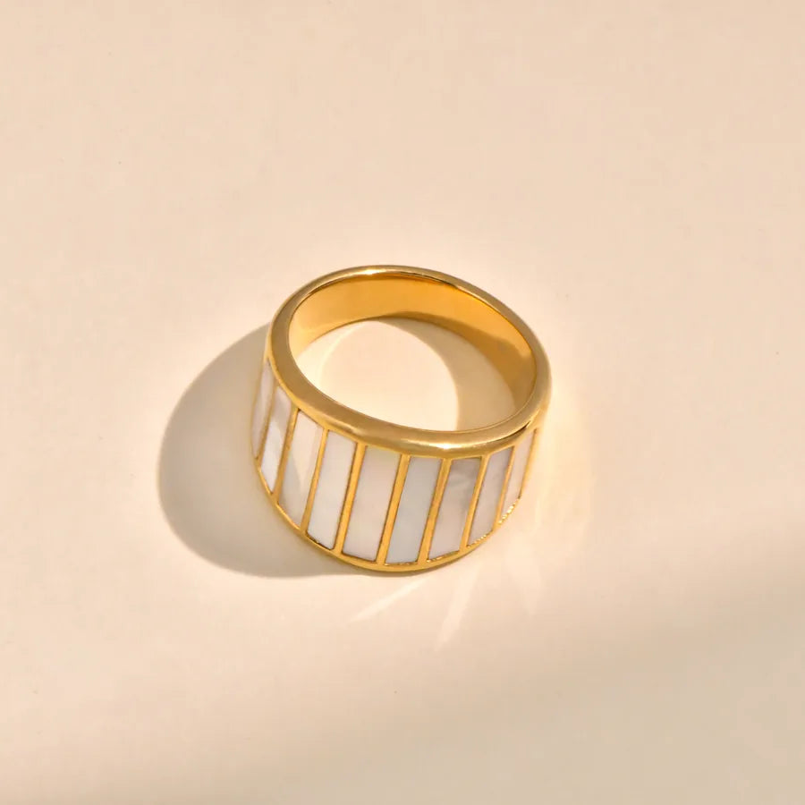 18K Gold Plated Heart & Pearl Geometric Ring