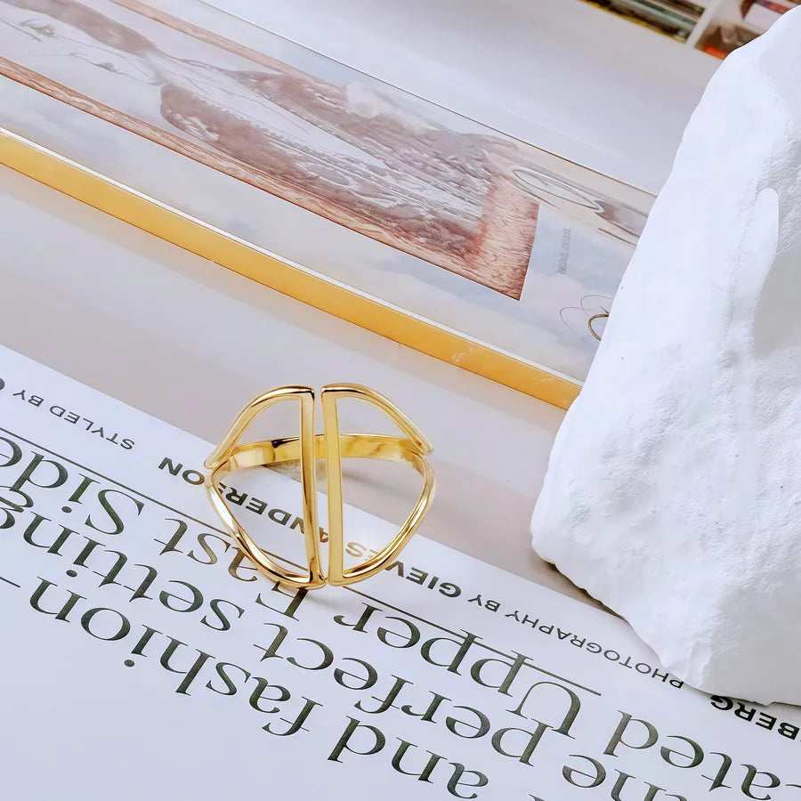 Gold Bamboo Titanium Steel Open Ring Adjustable Opening Golden Hydraulic J91