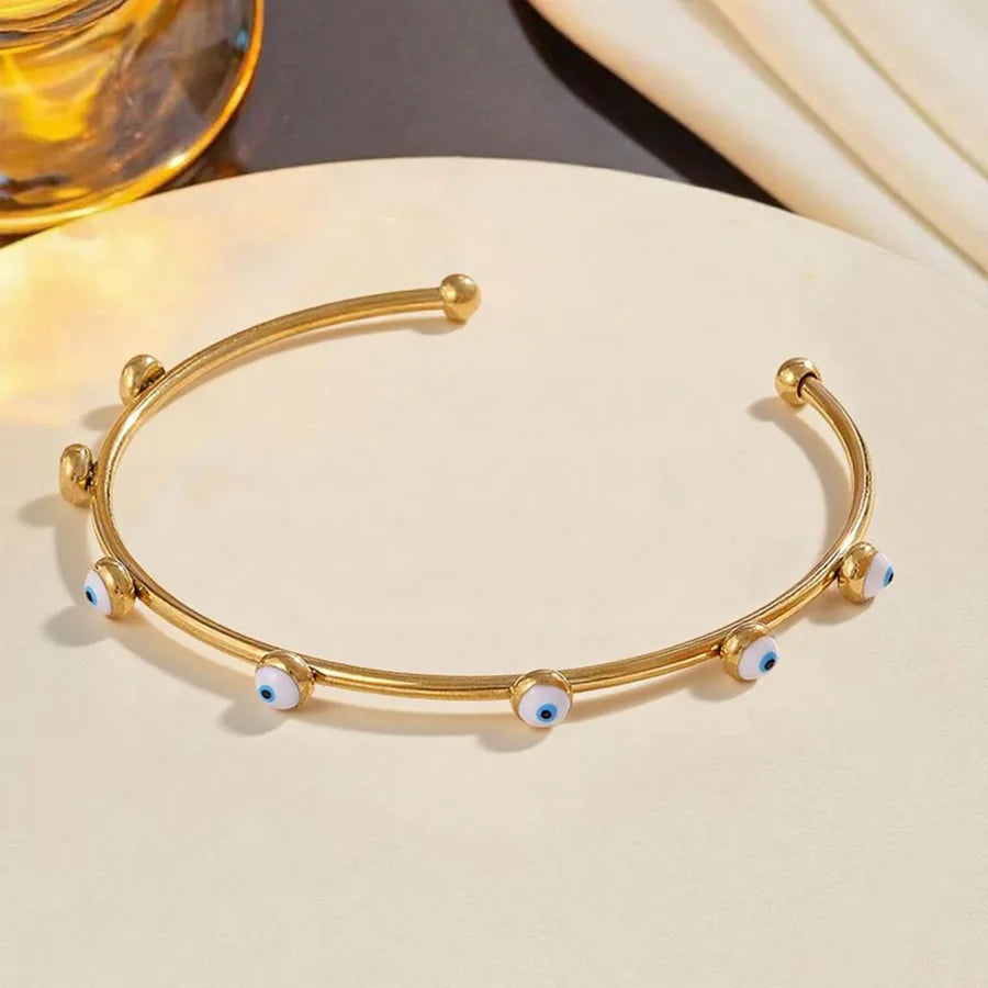 18K Gold PVD Geometric Stainless Steel Bracelet Average Size Gold MX063