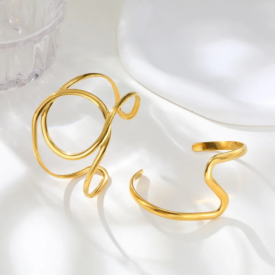 Gold Plated Geometric Stainless Steel Bangle