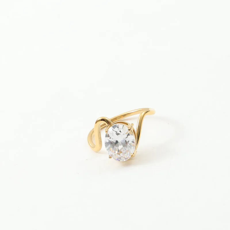 18K Gold Plated Geometric Zircon Ring