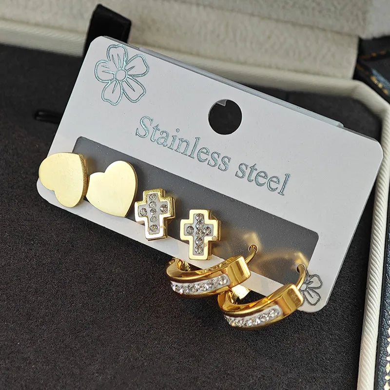 Elegant Cross Heart Hoop Earrings