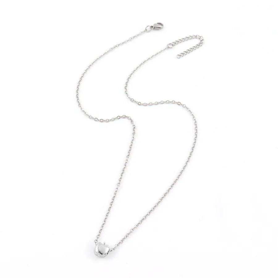 Gold Apple Pendant Necklace – Stainless Steel