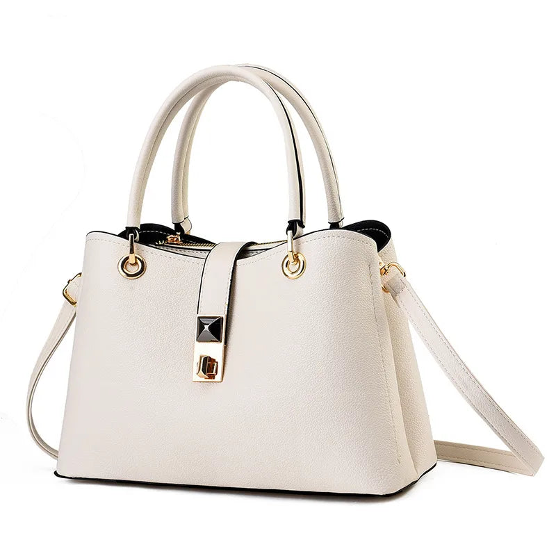 Stylish Large PU Tote Bag for Women White