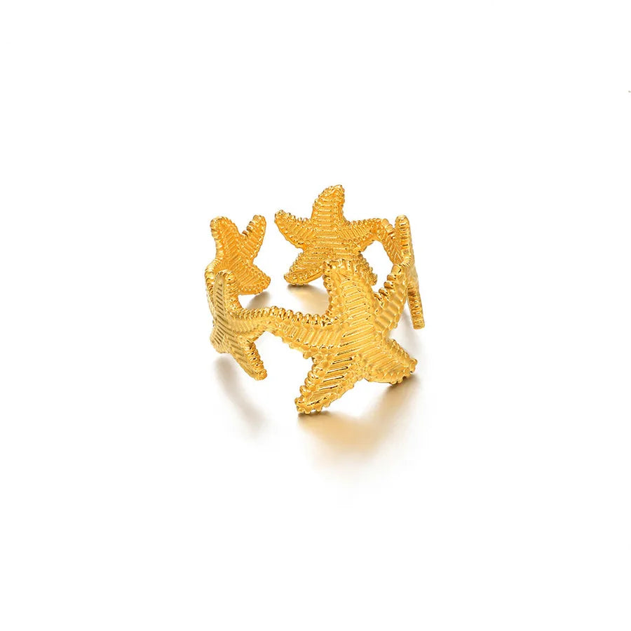 Gold Starfish Adjustable Ring – Stainless Steel