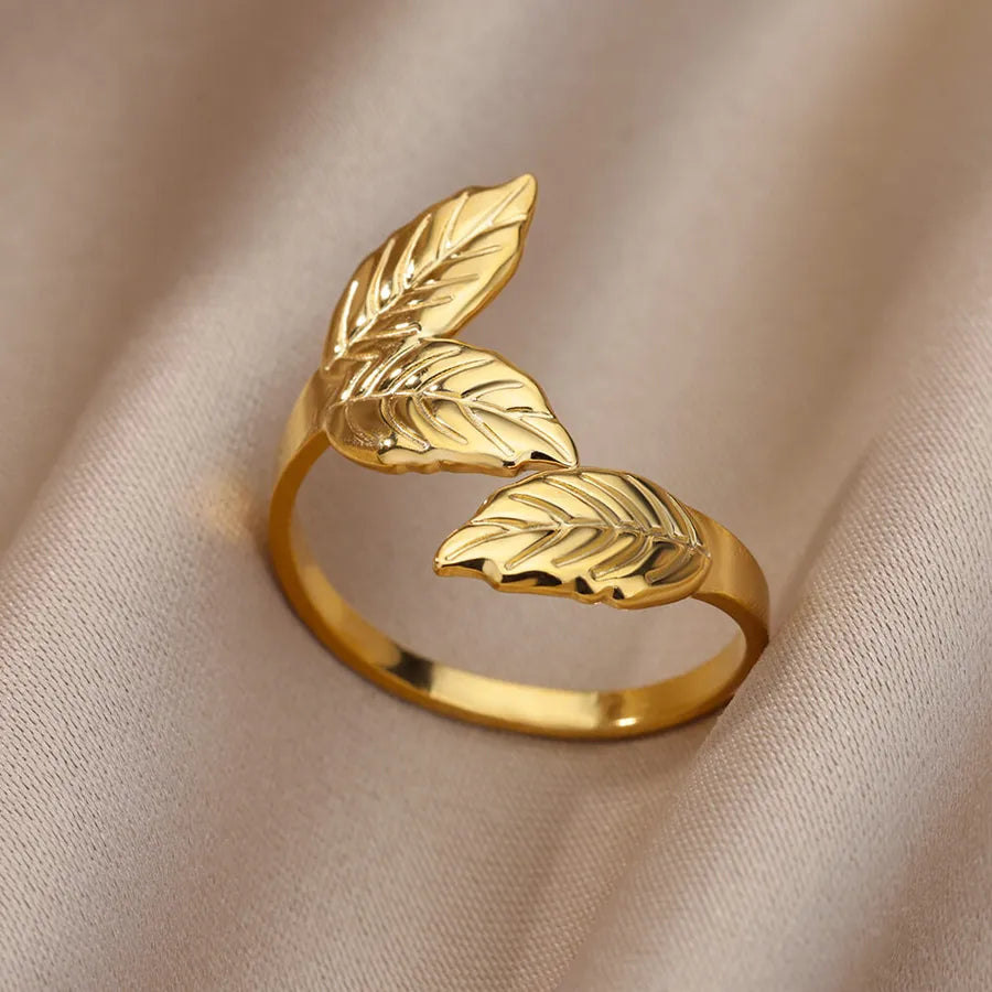 Gold Plated Palm Leaf Ring