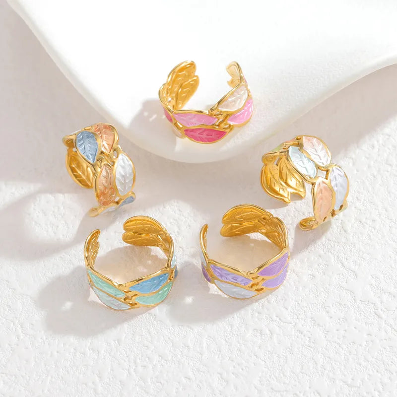 18K Gold Plated Enamel Stainless Steel Ring