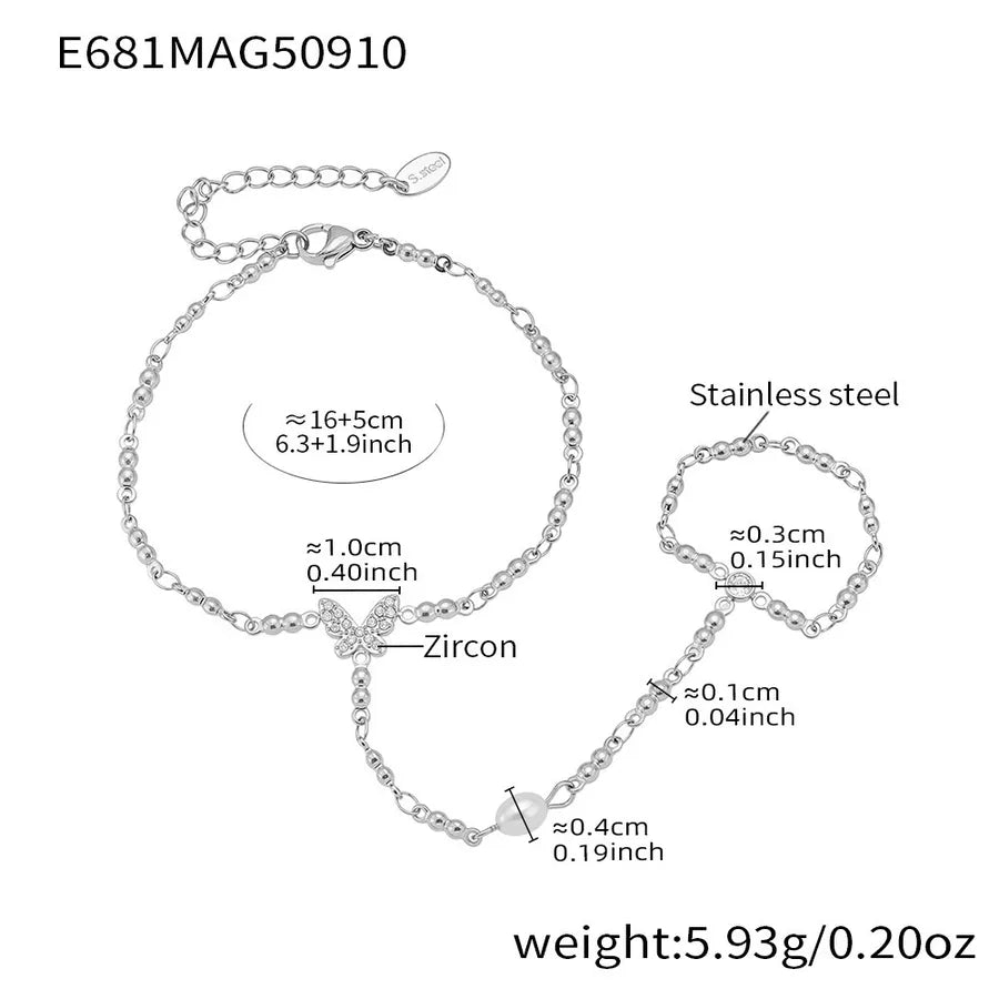 18K Gold Plated Stainless Steel Charm Bracelet E681-steel Color Hand Chain