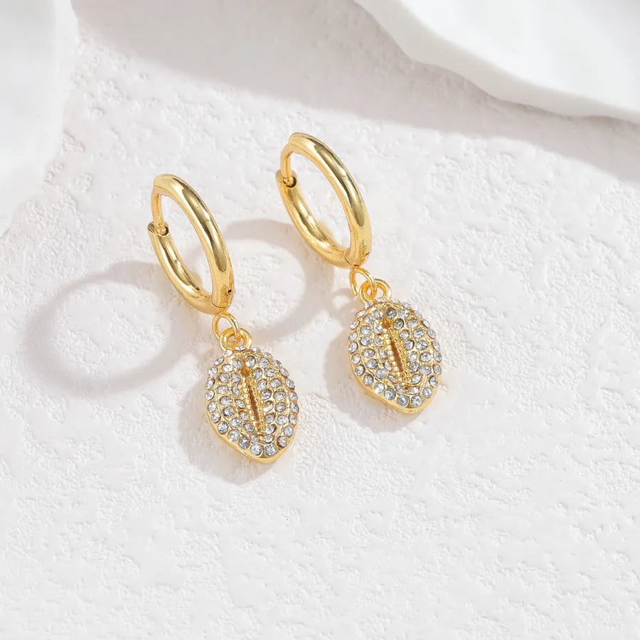 Starfish & Shell Diamond Stainless Steel Earrings SE1177-beige