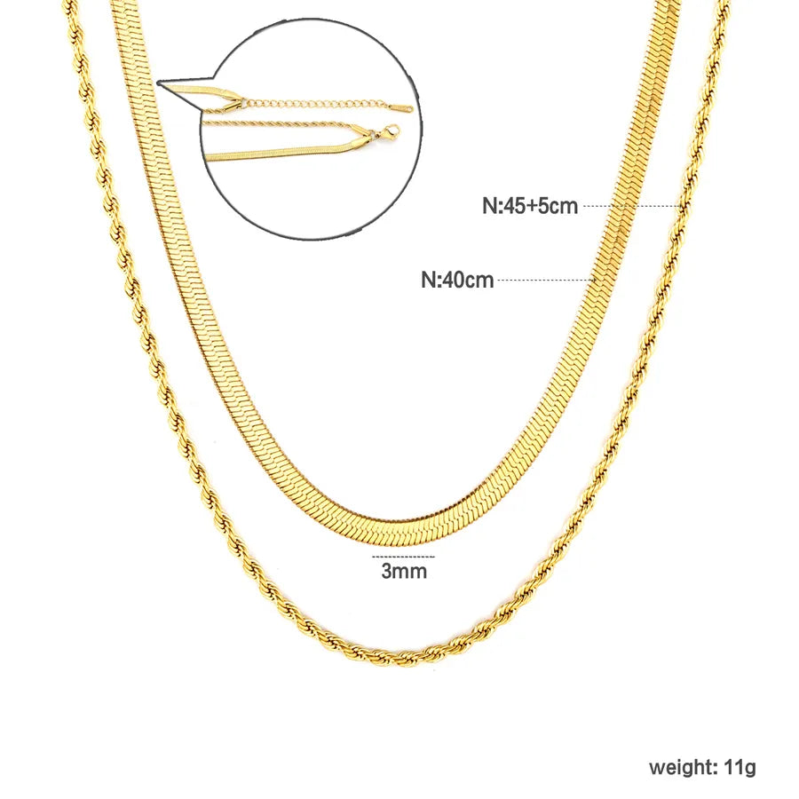 Double Layer Cross Chain Necklace – Gold Stainless Steel N5008101G