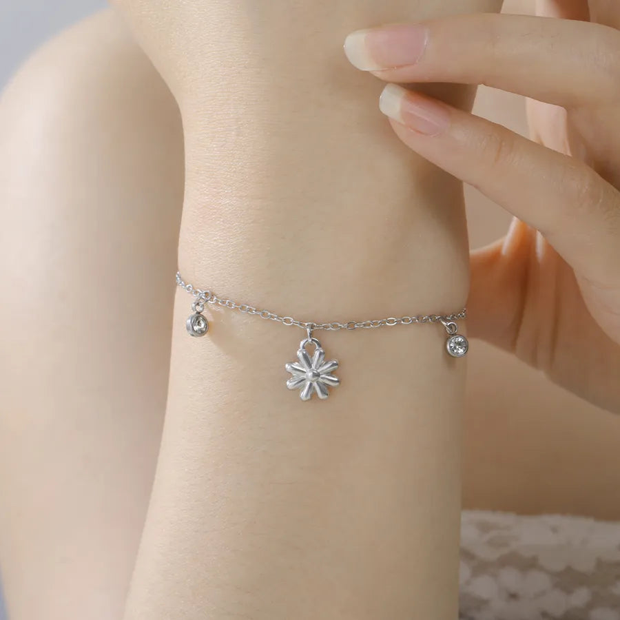 Sakura Zirconia Gold Stainless Steel Bracelet