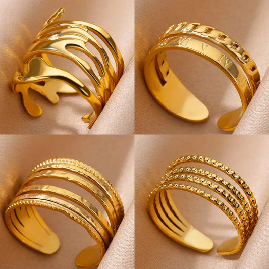 18K Gold Plated Stainless Steel Open Ring