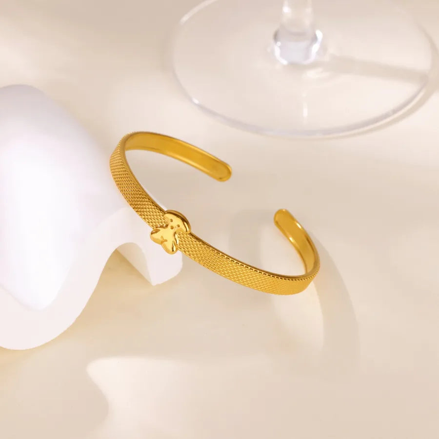 18K Gold Plated Cross & Bear Charm Bracelet