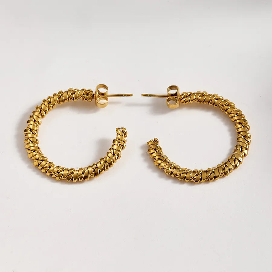 18K Gold Plated Retro Braided Stainless Earrings