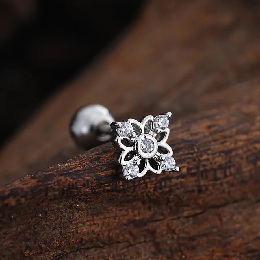 Stainless Steel Zirconia Stud Earrings 3446 Silver Ear Studs