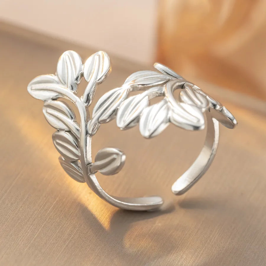 Geometric Titanium Steel Open Ring for Women K406 Steel Color Ring Open