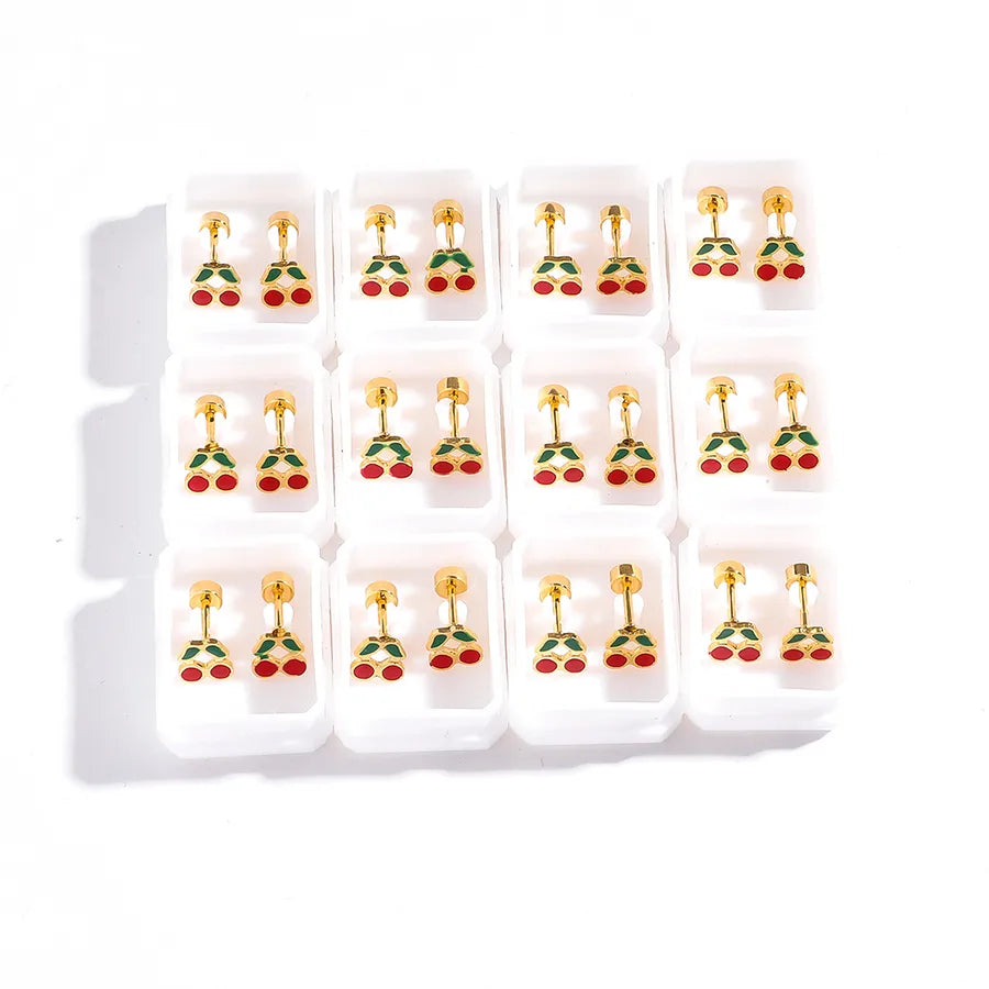 12 Pairs Gold-Plated Pearl & Zircon Stud Earrings 7#