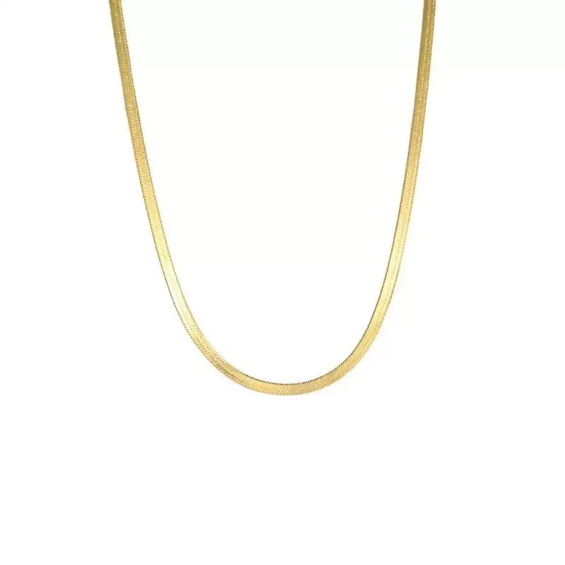 Women's Titanium Steel Box Chain Pendant Necklace 2mm Blade Chain- Necklace- Gold