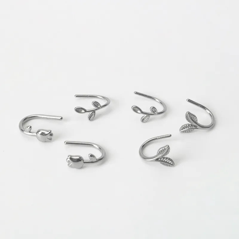 Stainless Steel Tulip Leaf Ear Hooks