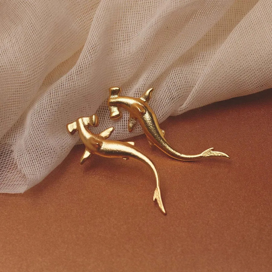 Gold Fish Stainless Steel 3D Stud Earrings