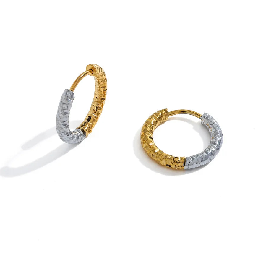 18K Gold Plated Textured Round Earrings
