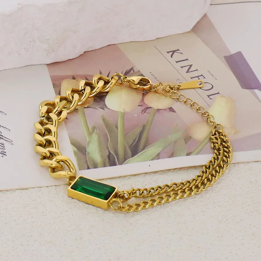Gold Plated Stainless Steel Asymmetric Bracelet Average Size Gold 363
