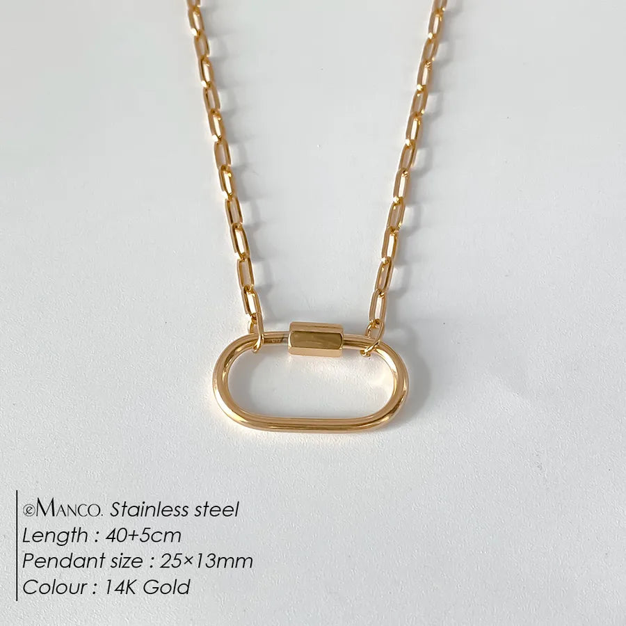 Geometric Pearl Stainless Steel Pendant Necklace XNL0047 Gold