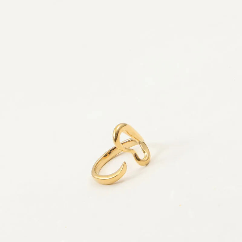 18K Gold Plated Hollow Heart Stainless Steel Ring