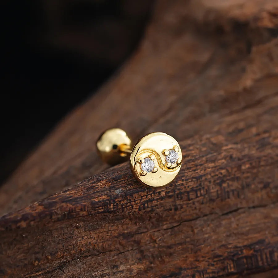 Stainless Steel Zirconia Stud Earrings 3445 Gold Ear Studs