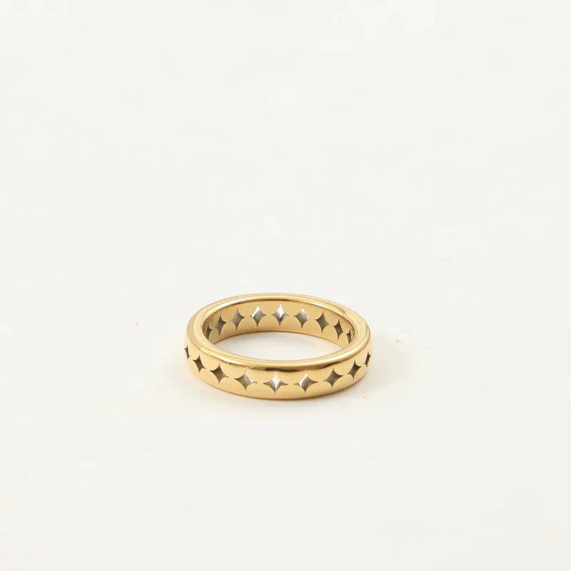 18K Gold Geometric Titanium Steel Ring Gold No. 7 A1974