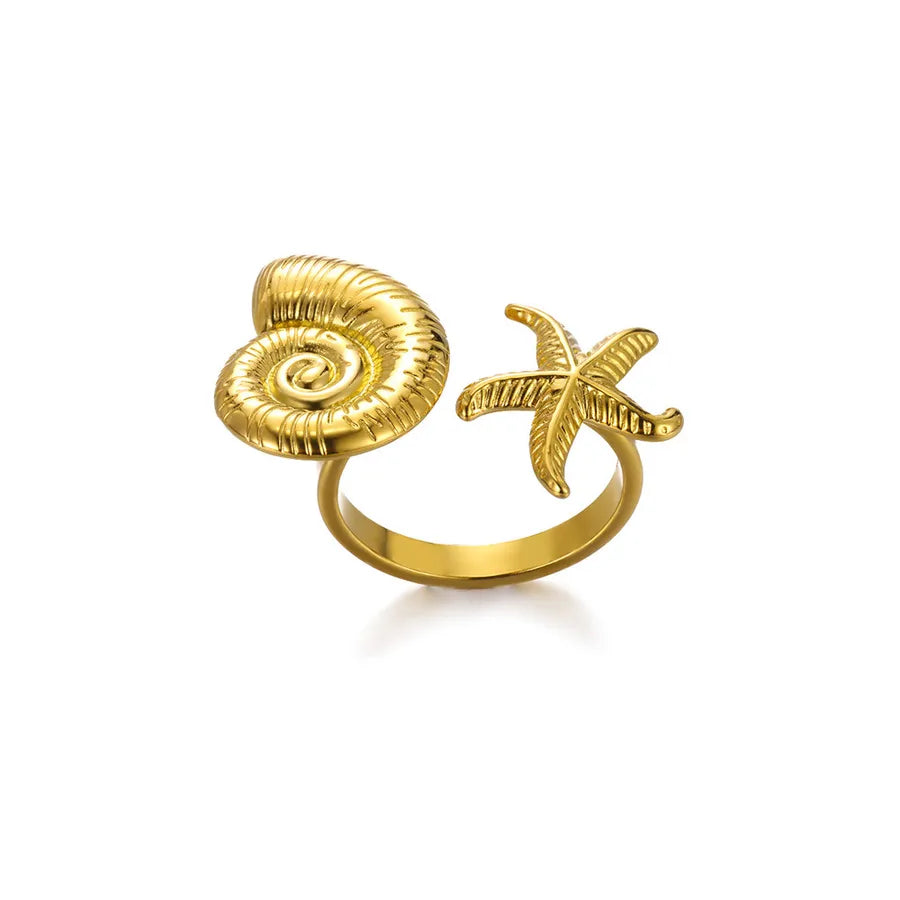 Gold Starfish Adjustable Ring – Stainless Steel 10