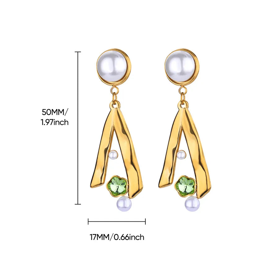Colorful Pearl & Zircon Stud Earrings – 18K Gold 20