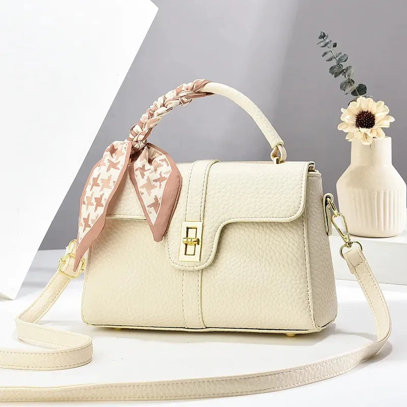 Stitched Faux Leather Square Crossbody Bag - Smiling Maria - Everything For Women