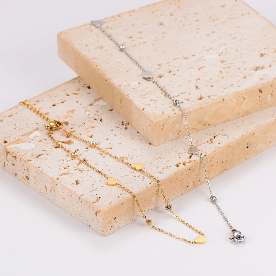 18K Gold Plated Three Heart Anklet