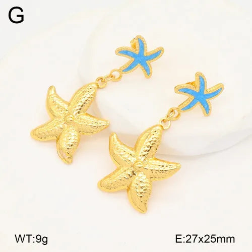 Gold Starfish & Octopus Stainless Steel Earrings