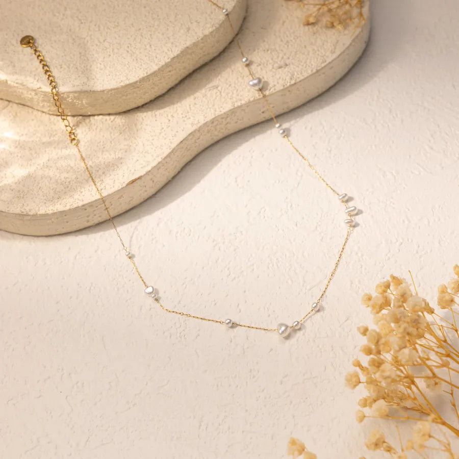 18K Gold Plated Pearl Stainless Steel Necklace